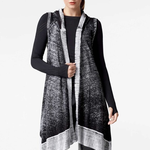 NWT$139 Blanc Noir Huntress Distressed Hooded Vest Open-Front Cardigan XS - Picture 1 of 12